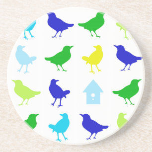 Painting of Colored Birds by Chariklia Zarris Drink Coaster