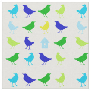 Painting of Colored Birds by Chariklia Zarris Fabric