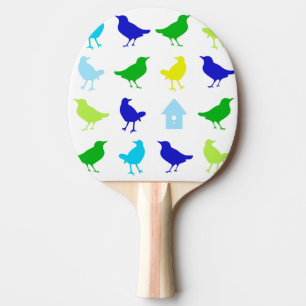 Painting of Colored Birds by Chariklia Zarris Ping Pong Paddle