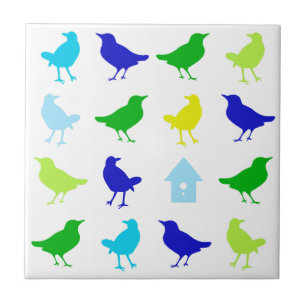 Painting of Colored Birds by Chariklia Zarris Tile