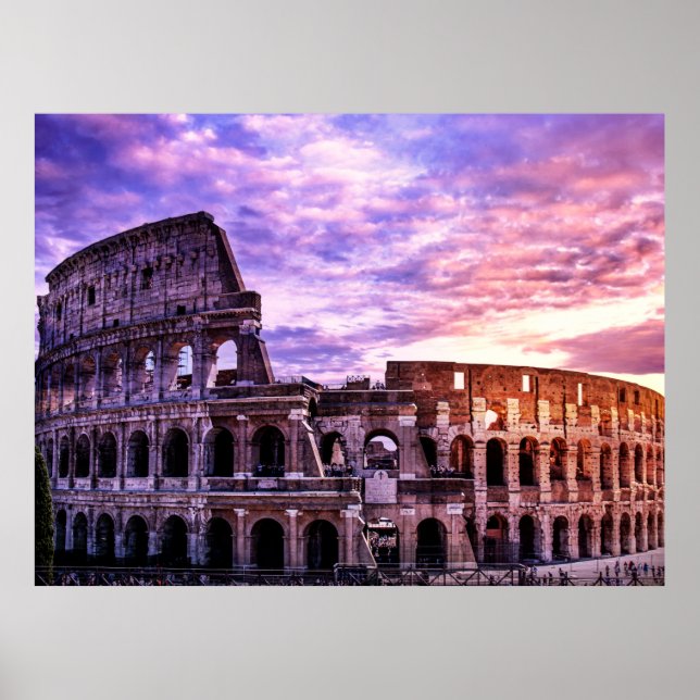 Painting of Colosseum in Rome at sunset Canvas Pri Poster (Front)