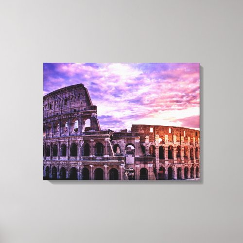 Painting of Colosseum in Rome at sunset Canvas Print