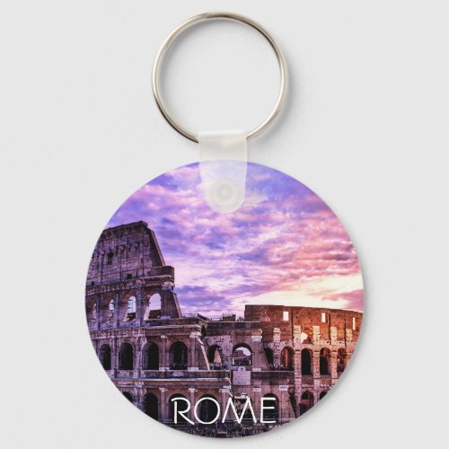 Painting of Colosseum in Rome at sunset Keychain