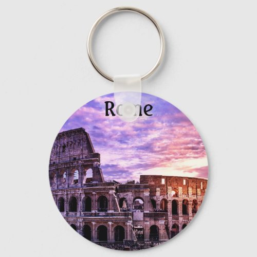 Painting of Colosseum in Rome at sunset Keychain