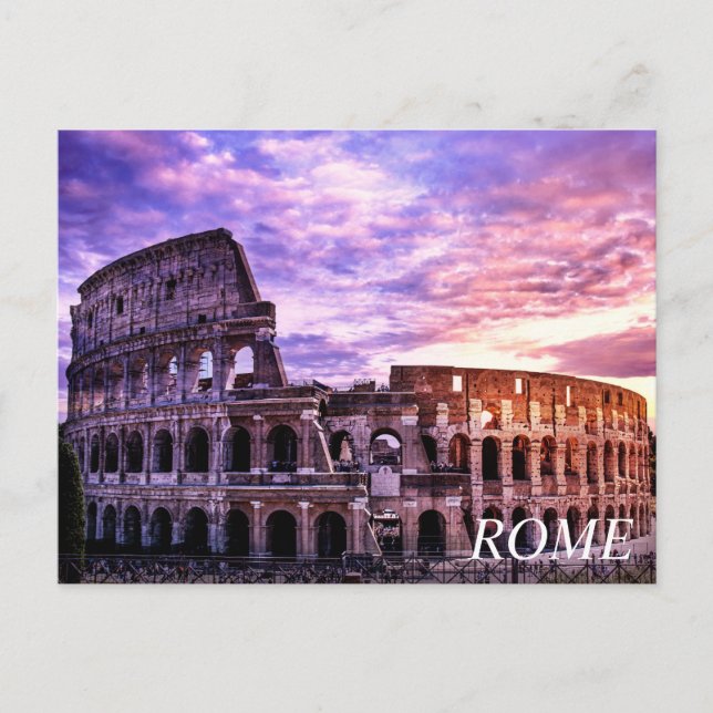 Painting of Colosseum in Rome at sunset Postcard (Front)