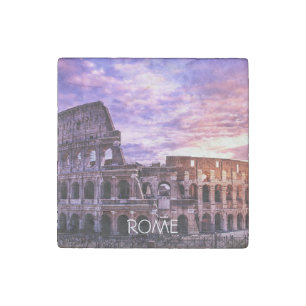 Painting of Colosseum in Rome at sunset Stone Magnet