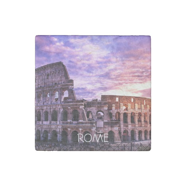 Painting of Colosseum in Rome at sunset Stone Magnet (Front)