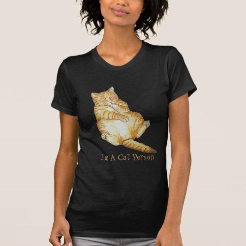 painting of cute cat sleeping ginger kitten T_Shirt