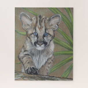 painting of cute cougar kitten big cat wildlife jigsaw puzzle