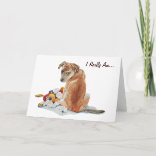 painting of cute puppy and teddy dog sorry card