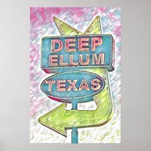 Painting of Deep Ellum, Dallas Texas Poster
