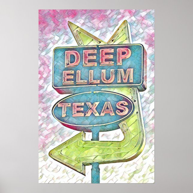 Painting of Deep Ellum, Dallas Texas Poster (Front)