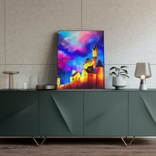 Painting of Dream Castle in Night Poster