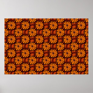 Painting of falling flowers, doodles, grunge textu poster
