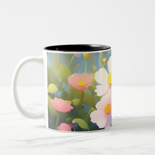 Painting of flowers Two_Tone coffee mug