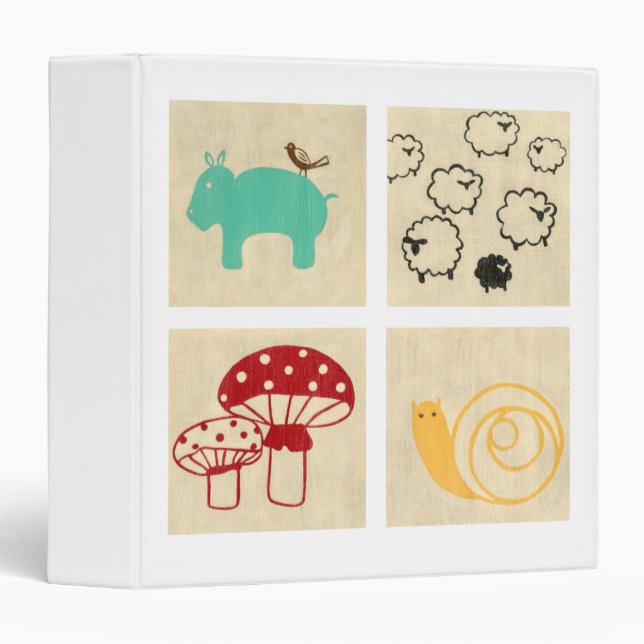 Painting of Four Children's Wood Blocks 3 Ring Binder (Front/Spine)