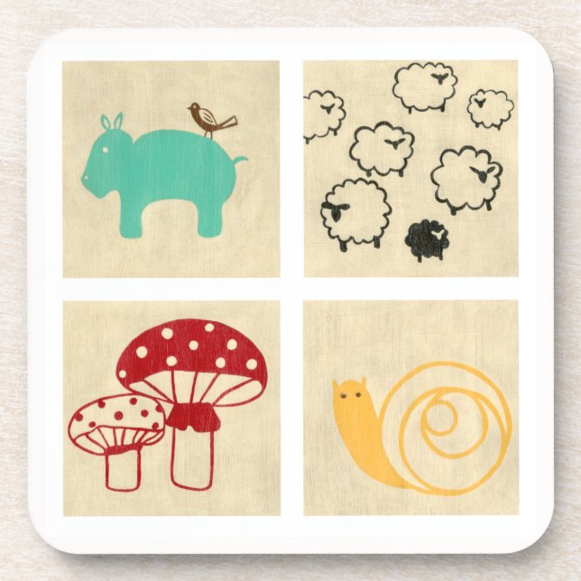 Painting of Four Children's Wood Blocks Coaster (Front)