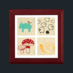 Painting of Four Children's Wood Blocks Keepsake Box<br><div class="desc">A whimsical painting of four children's wood blocks featuring a hippo,  a snail,  some sheep,  and a couple of mushrooms. Buy this print and place it in your kids' nursery,  or give it as a gift to someone who is expecting!</div>