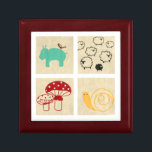 Painting of Four Children's Wood Blocks Keepsake Box<br><div class="desc">A whimsical painting of four children's wood blocks featuring a hippo,  a snail,  some sheep,  and a couple of mushrooms. Buy this print and place it in your kids' nursery,  or give it as a gift to someone who is expecting!</div>