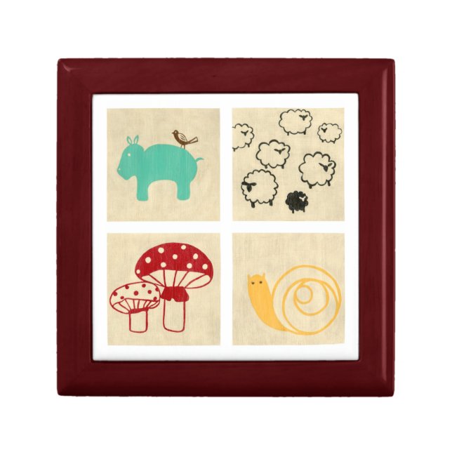 Painting of Four Children's Wood Blocks Keepsake Box (Front)