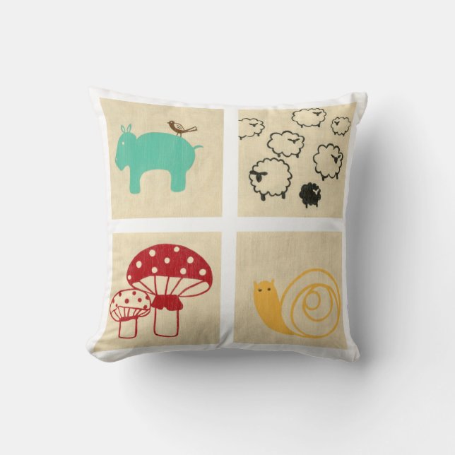 Painting of Four Children's Wood Blocks Throw Pillow (Front)