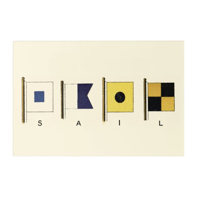 Painting of Four Flags with Sail Written Beneath Acrylic Print (Front)