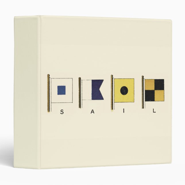 Painting of Four Flags with Sail Written Beneath Binder (Front/Spine)