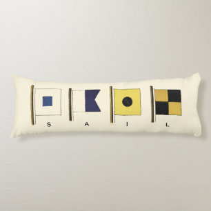 Painting of Four Flags with Sail Written Beneath Body Pillow