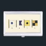 Painting of Four Flags with Sail Written Beneath Business Card Case<br><div class="desc">A not so subtle entreaty to travel the seas,  this painting features four flags with the word "sail" written beneath them. Do you feel the call of the ocean? A perfect gift for that special someone you want to take a cruise with you!</div>