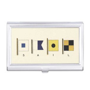 Painting of Four Flags with Sail Written Beneath Business Card Case