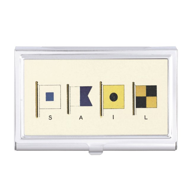 Painting of Four Flags with Sail Written Beneath Business Card Case (Front)