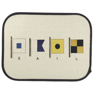 Painting of Four Flags with Sail Written Beneath Car Mat