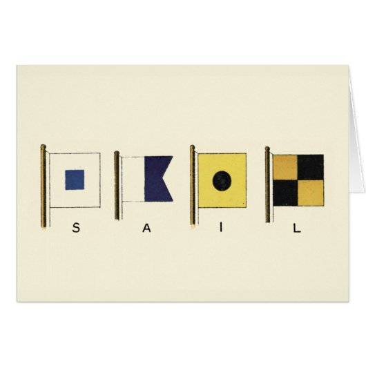 Painting of Four Flags with Sail Written Beneath Cards (Front Horizontal)