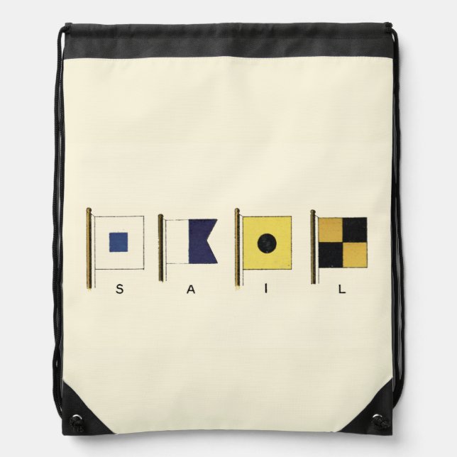 Painting of Four Flags with Sail Written Beneath Drawstring Bag (Front)