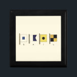 Painting of Four Flags with Sail Written Beneath Jewelry Box<br><div class="desc">A not so subtle entreaty to travel the seas,  this painting features four flags with the word "sail" written beneath them. Do you feel the call of the ocean? A perfect gift for that special someone you want to take a cruise with you!</div>