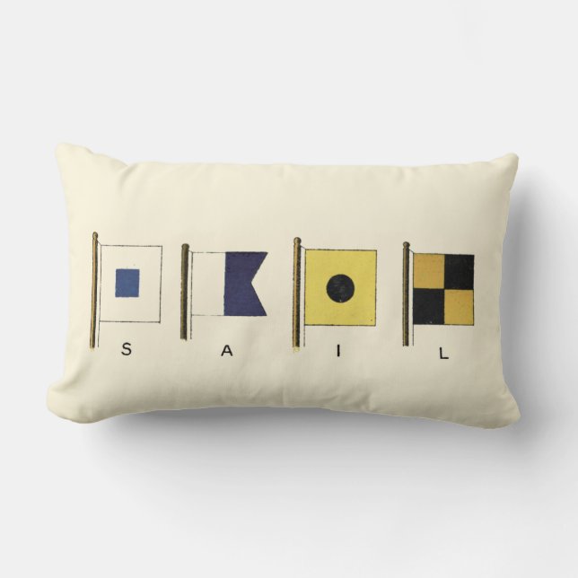 Painting of Four Flags with Sail Written Beneath Lumbar Pillow (Front)