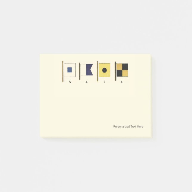 Painting of Four Flags with Sail Written Beneath Post-it Notes (Front)