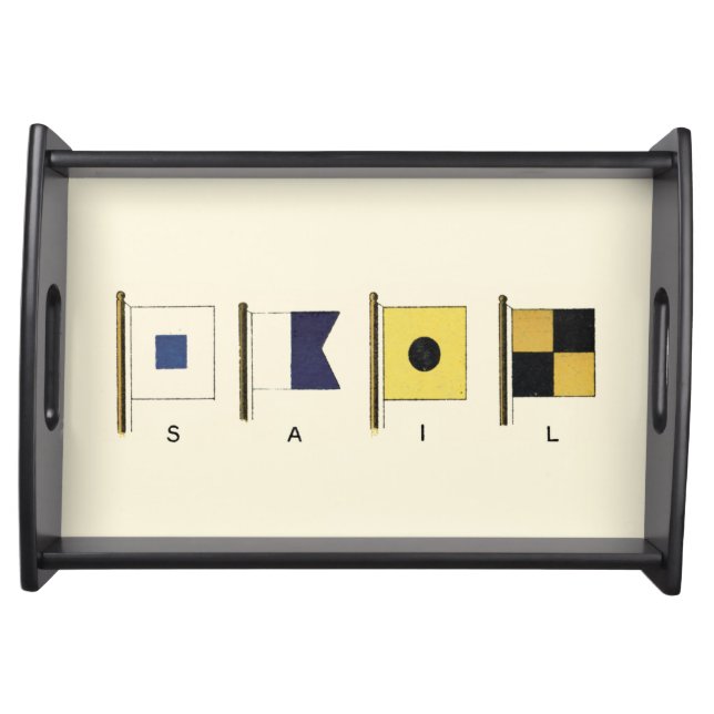 Painting of Four Flags with Sail Written Beneath Serving Tray (Front)