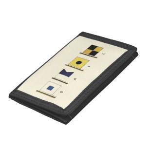 Painting of Four Flags with Sail Written Beneath Trifold Wallet