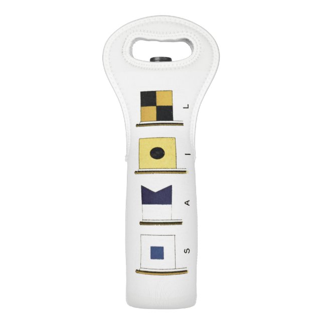 Painting of Four Flags with Sail Written Beneath Wine Bag (Back)