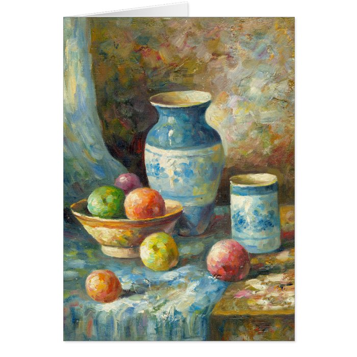 Painting Of Fruit And Pottery Vessels Greeting Cards