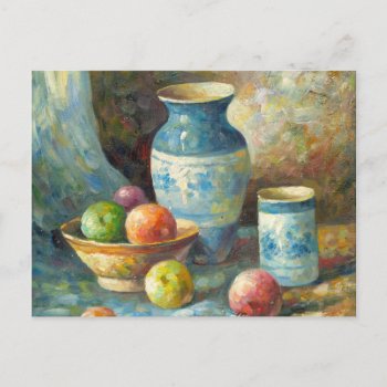 Painting Of Fruit And Pottery Vessels Postcard by CalmCards at Zazzle