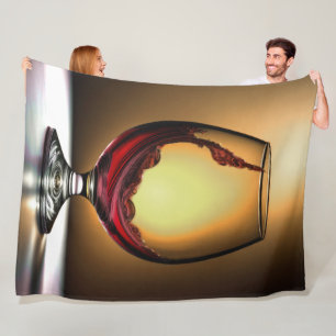 Painting of Glass of Red Wine Fleece Blanket