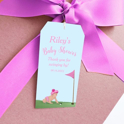Painting Of Golf Baby Girl Sweet Caddy Baby Shower Gift Tags
