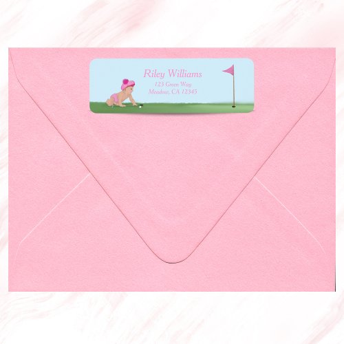 Painting Of Golf Baby Girl Sweet Caddy Baby Shower Label