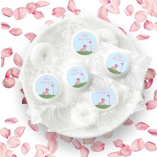 Painting Of Golf Baby Girl Sweet Caddy Baby Shower Life Saver® Mints (Adorable golf-themed party favors for an unforgettable baby shower celebration!)