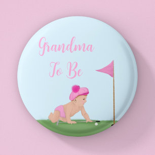 Painting Of Golf Baby Girl Sweet Caddy Big Sister Button