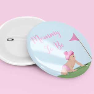 Painting Of Golf Baby Girl Sweet Caddy Big Sister Button