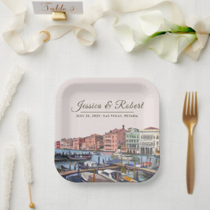 Painting of Grand Canal, Venice, Italy Paper Plates