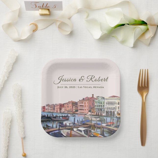 Painting of Grand Canal, Venice, Italy Paper Plates (Wedding)